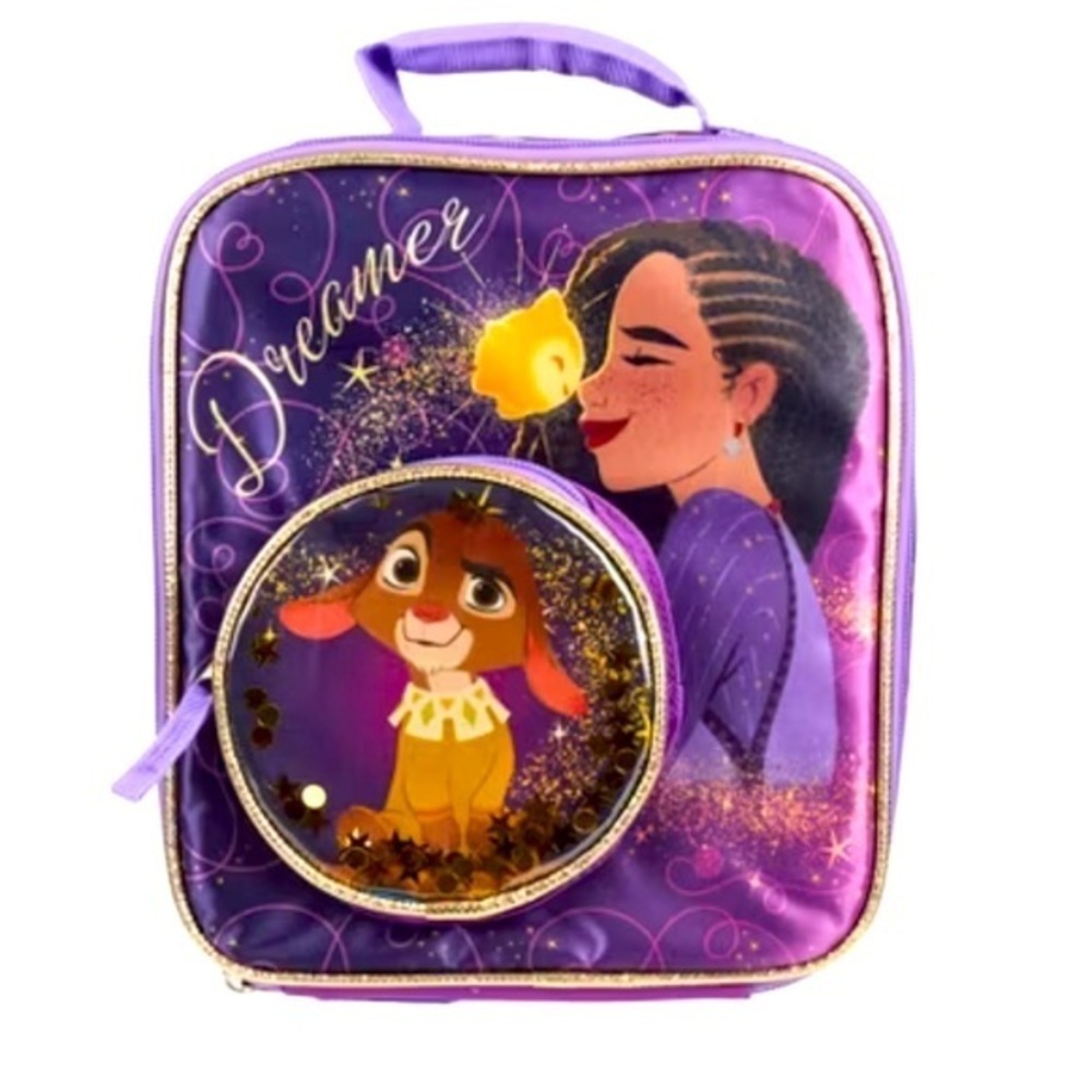 Disney Wish dreamer lunch tote childcare activity bag Purple Gold New zip bag